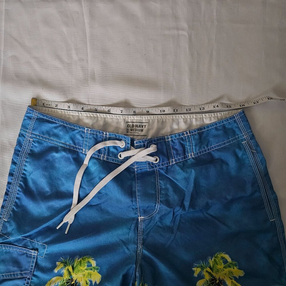 Old Navy Men's Blue/Green Tropical Print Swim Board Shorts Size Medium - Picture 12 of 15